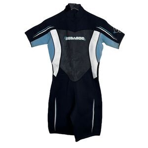 Sea Doo Stallion Ultra 4-Way Flex Shortie Wetsuit FLAW Black Blue Womens 11/12